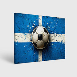 Холст прямоугольный Футбольный мяч на синем, цвет: 3D-принт