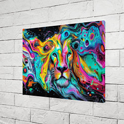 Холст прямоугольный Абстрактная морда льва - яркие психоделические цве, цвет: 3D-принт — фото 2