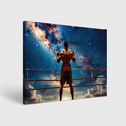Холст прямоугольный Тайский боксер в космосе, цвет: 3D-принт