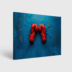 Холст прямоугольный Бойцовские перчатки на синем, цвет: 3D-принт