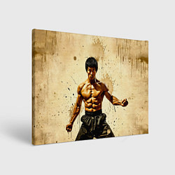 Холст прямоугольный Брюс Ли на бежевом, цвет: 3D-принт