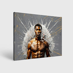 Холст прямоугольный Мухаммед Али на сером, цвет: 3D-принт