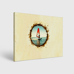 Холст прямоугольный Виндсерфер на бежевом, цвет: 3D-принт