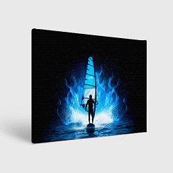 Холст прямоугольный Виндсерфер в синем пламени, цвет: 3D-принт