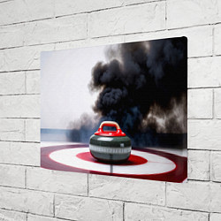 Холст прямоугольный Камень для кёрлинга в черном дыму, цвет: 3D-принт — фото 2