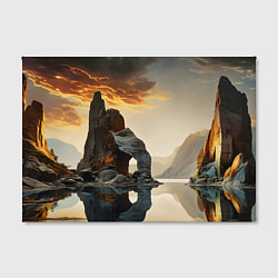 Холст прямоугольный Горное озеро со скалами, цвет: 3D-принт — фото 2