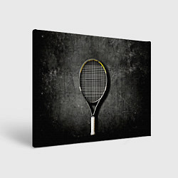 Холст прямоугольный Теннисная ракетка на черном, цвет: 3D-принт