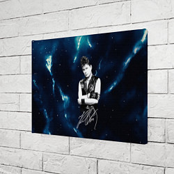 Холст прямоугольный Юрий Хой черно-белый портрет с подписью, цвет: 3D-принт — фото 2