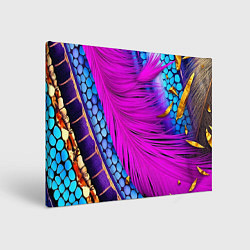 Холст прямоугольный Чешуя и розовое перо, цвет: 3D-принт