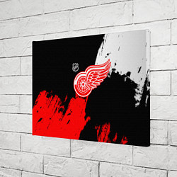 Холст прямоугольный Детройт Ред Уингз - брызги краска на черном фоне, цвет: 3D-принт — фото 2