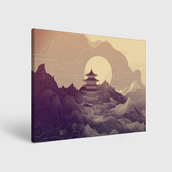 Холст прямоугольный Ретро иллюстрация Японского храма, цвет: 3D-принт