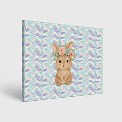Холст прямоугольный Зайчик с венком из цветов на голове, цвет: 3D-принт