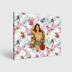 Холст прямоугольный Lana Del Rey в полевых цветах, цвет: 3D-принт