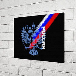 Холст прямоугольный Россия с флагом и гербом на чёрном фоне, цвет: 3D-принт — фото 2