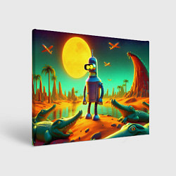 Холст прямоугольный Робот-сгибальщик Бендер на планете крокодилов, цвет: 3D-принт