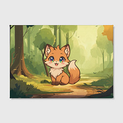 Холст прямоугольный Кавайная лисичка - аниме, цвет: 3D-принт — фото 2