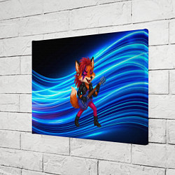 Холст прямоугольный Лиса в косухе и гитарой - рок звезда, цвет: 3D-принт — фото 2