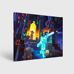 Картина прямоугольная Майнкрафт - рейд в подземелье