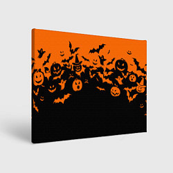 Холст прямоугольный Хэллоуин тыквы и призраки, цвет: 3D-принт