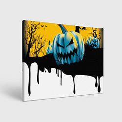 Холст прямоугольный Хэллоуин и пугающие тыквы, цвет: 3D-принт
