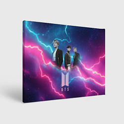 Холст прямоугольный BTS на фоне молний, цвет: 3D-принт