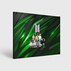 Холст прямоугольный BTS на черно-зеленом фоне, цвет: 3D-принт