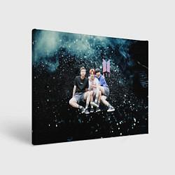 Холст прямоугольный BTS черный блестящий фон, цвет: 3D-принт