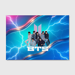 Холст прямоугольный BTS синий фон с молниями, цвет: 3D-принт — фото 2