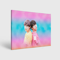 Холст прямоугольный BTS градиент голубой и розовый, цвет: 3D-принт