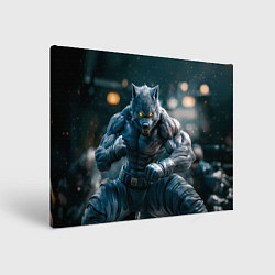 Холст прямоугольный Волк боец, цвет: 3D-принт