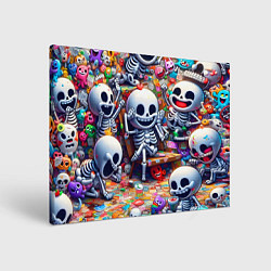 Холст прямоугольный Смеющиеся прикольные скелетики - нейроарт, цвет: 3D-принт