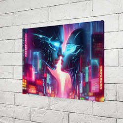 Холст прямоугольный Cyber neon kiss - ai art fantasy, цвет: 3D-принт — фото 2