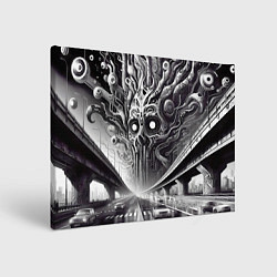 Холст прямоугольный Art skull in metropolis - ai art fantasy, цвет: 3D-принт