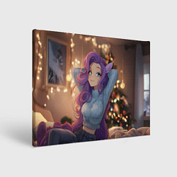 Холст прямоугольный Девушка в образе лошадки на новый год, цвет: 3D-принт