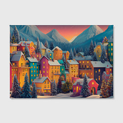 Холст прямоугольный Новогодний город в горах, цвет: 3D-принт — фото 2