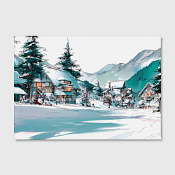 Холст прямоугольный Дома и елки - Новый год, цвет: 3D-принт — фото 2