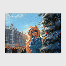 Холст прямоугольный Лошадка на новогодней площади, цвет: 3D-принт — фото 2