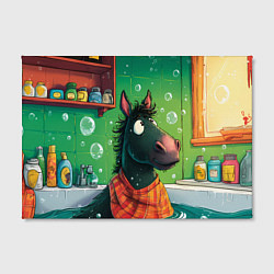 Холст прямоугольный Лошадь моется в ванной, цвет: 3D-принт — фото 2