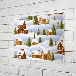 Холст прямоугольный Новогодние домики и елочки, цвет: 3D-принт — фото 2