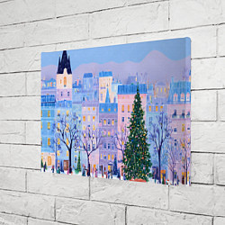 Холст прямоугольный Новогодний двор, цвет: 3D-принт — фото 2