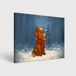 Холст прямоугольный Лошадка ловит снежинку, цвет: 3D-принт