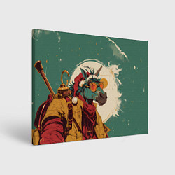 Холст прямоугольный Новогодний конь в желтых очках, цвет: 3D-принт