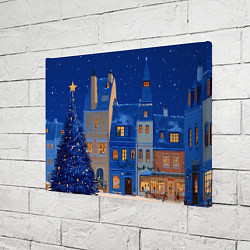 Холст прямоугольный Синяя новогодняя елочка во дворе, цвет: 3D-принт — фото 2