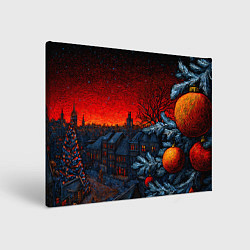 Картина прямоугольная Новый год в ночном городе