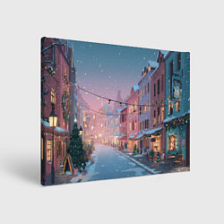 Холст прямоугольный Новогодняя улица, цвет: 3D-принт
