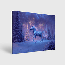 Картина прямоугольная Лошадь и новогодний салют