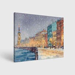 Холст прямоугольный Санкт-Петербург - снегопад, цвет: 3D-принт