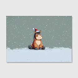 Холст прямоугольный Лошадка на фоне снегопада, цвет: 3D-принт — фото 2