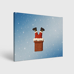 Холст прямоугольный Санта торчит из трубы, цвет: 3D-принт