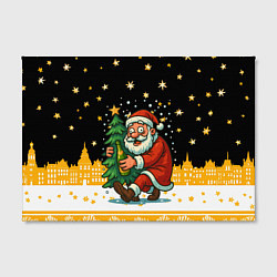 Холст прямоугольный Пьяный Санта с елкой и шампанским, цвет: 3D-принт — фото 2